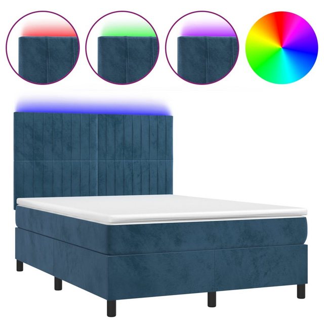 vidaXL Boxspringbett Boxspringbett mit Matratze & LED Samt (140 x 200 cm, B günstig online kaufen