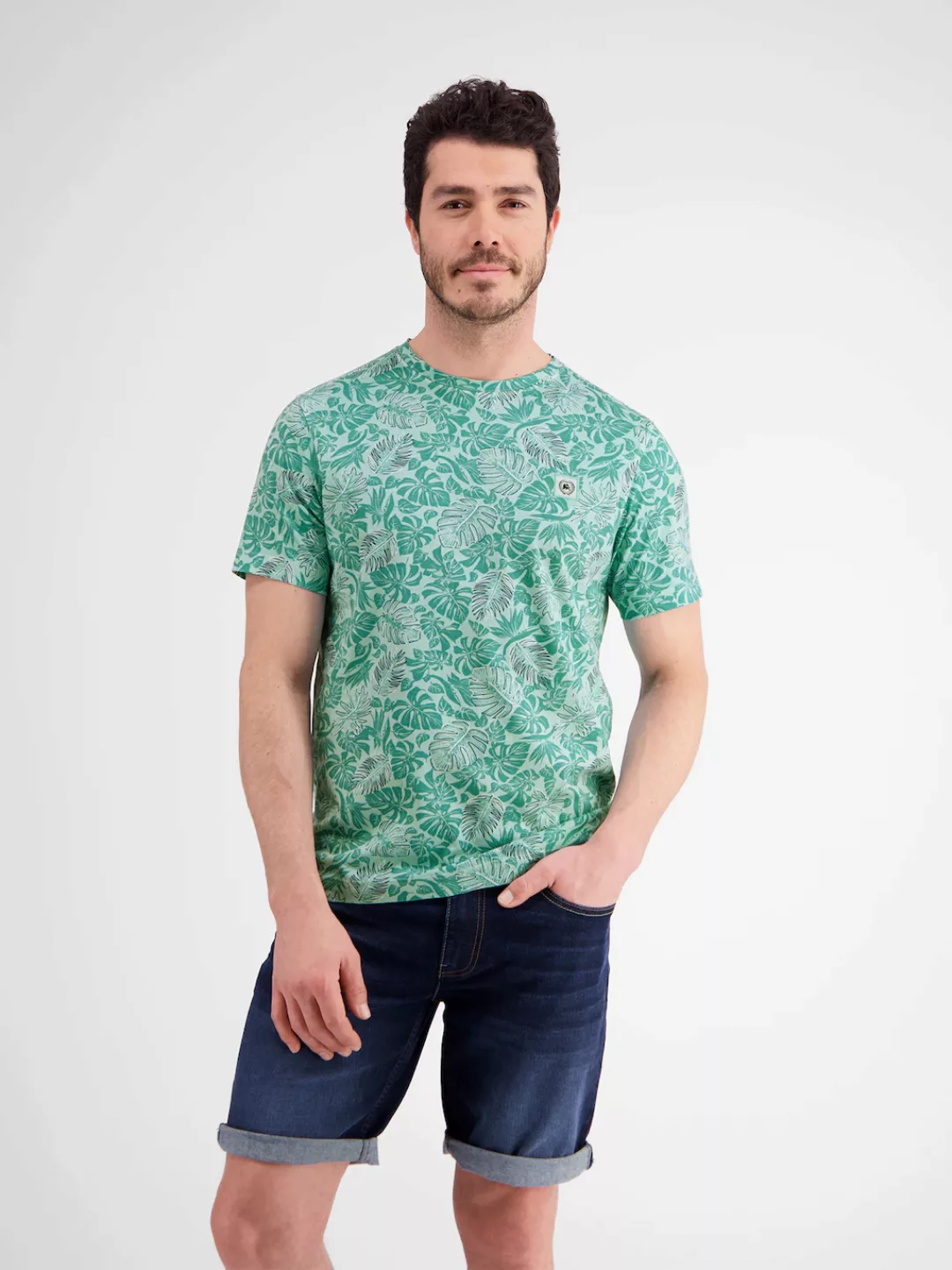 LERROS T-Shirt "LERROS T-Shirt für Herren mit floralem Print" günstig online kaufen