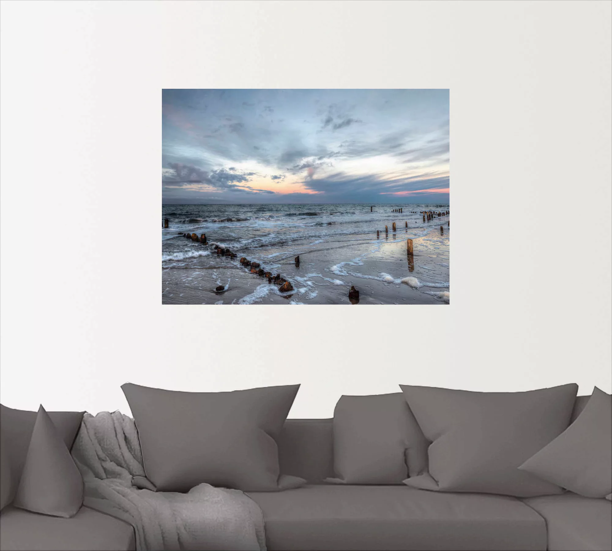 Artland Wandbild "Winter Sonnenuntergang am Meer", Gewässer, (1 St.), als L günstig online kaufen