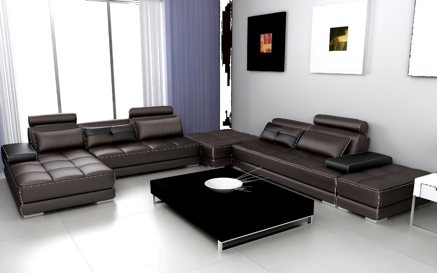 Xlmoebel Sofa Neues modernes Ledersofa Eckcouch Wohnlandschaft Ecksofa Desi günstig online kaufen