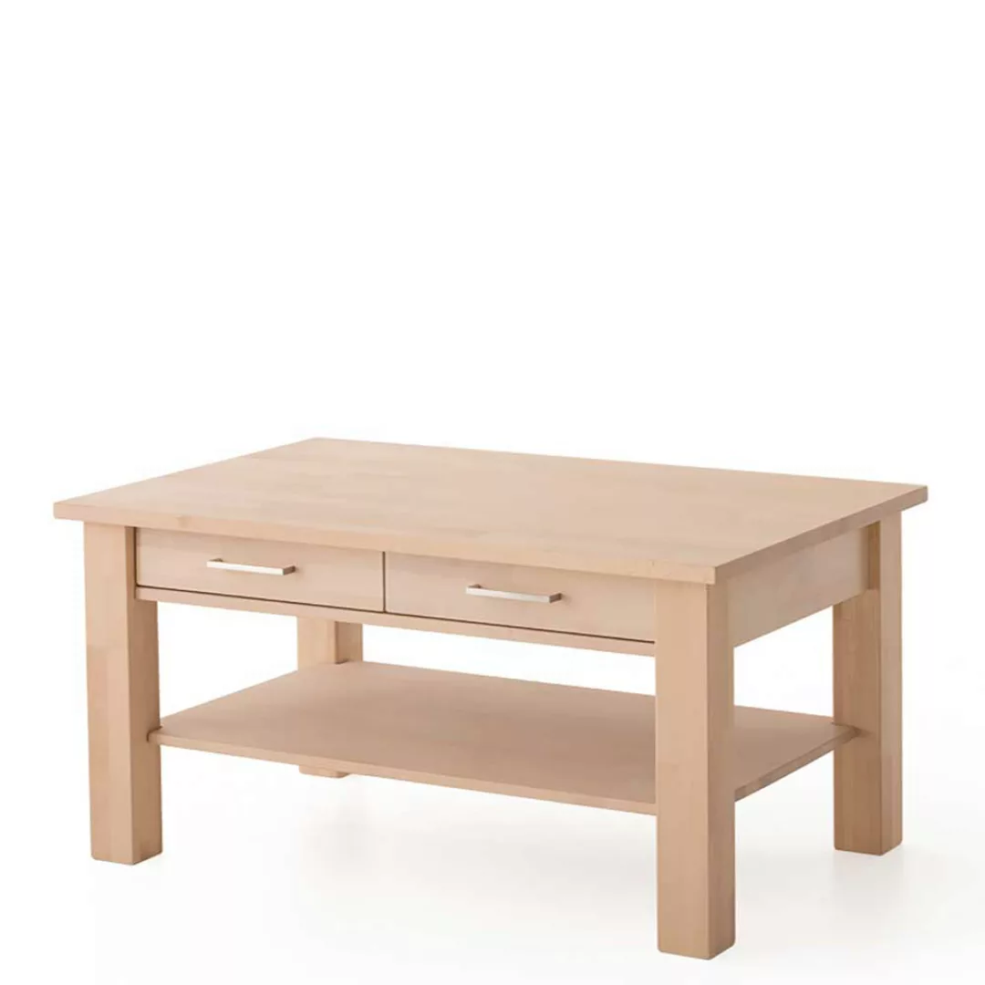 Wohnzimmer Tisch aus Buche Massivholz einer Schublade günstig online kaufen