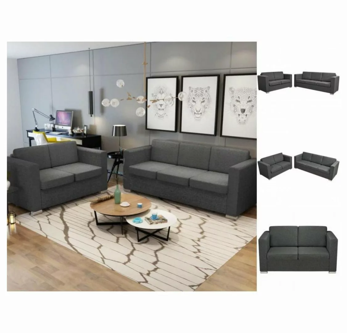 vidaXL Sofa Zweiteilige Sofagarnitur Stoff Dunkelgrau Couch-Garnitur günstig online kaufen