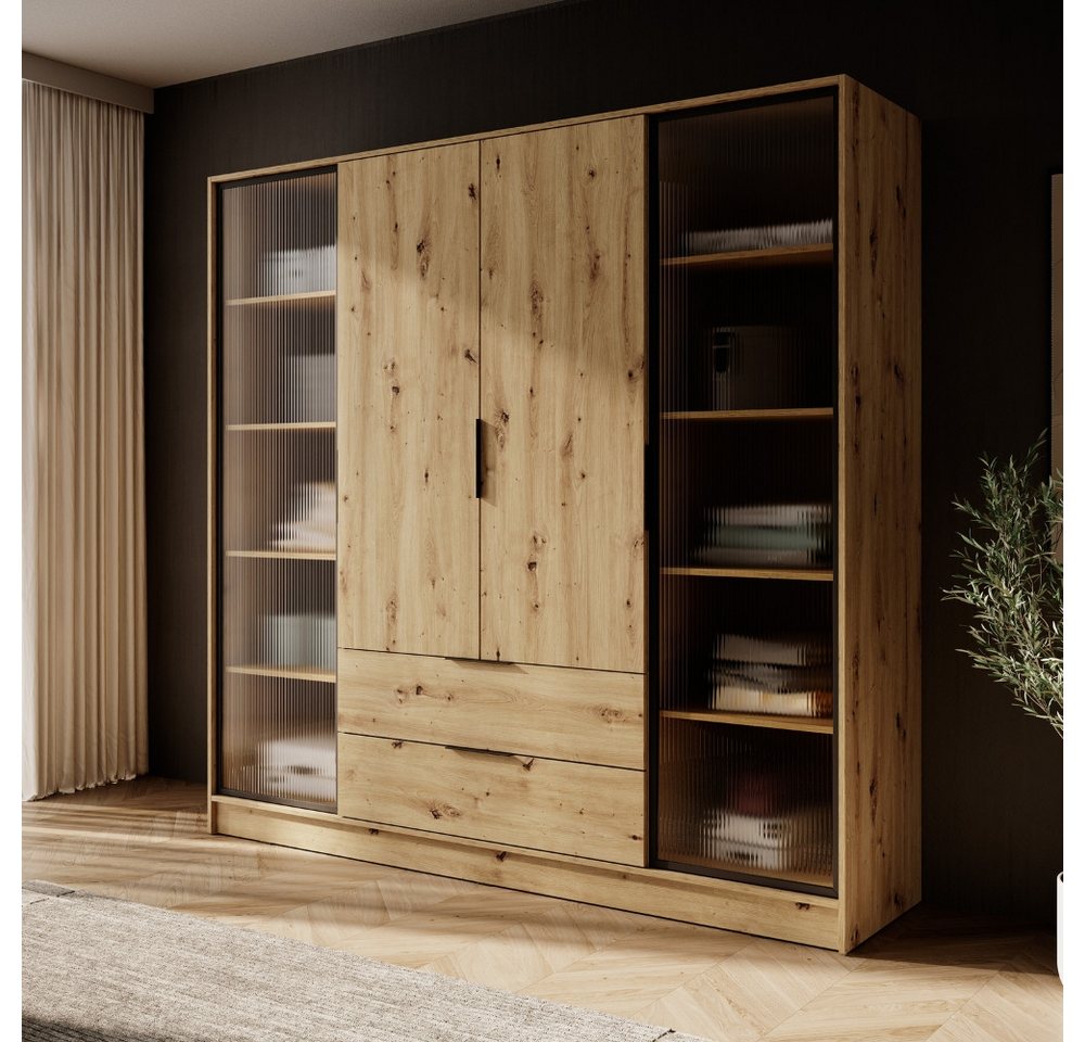 Goldstoff Kleiderschrank NADI – 220 cm breit 4-türiger Kleiderschrank (4 Fa günstig online kaufen