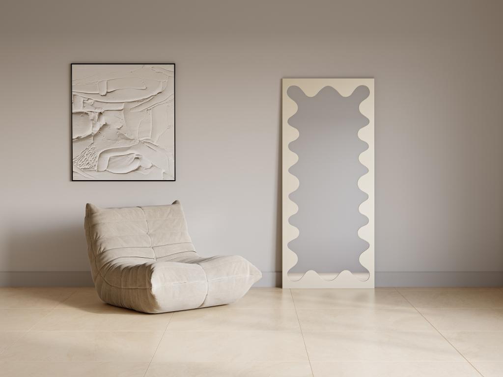 Großer Spiegel mit Wellenstruktur - Metall - 70 x 160 cm - Beige - GANSU günstig online kaufen