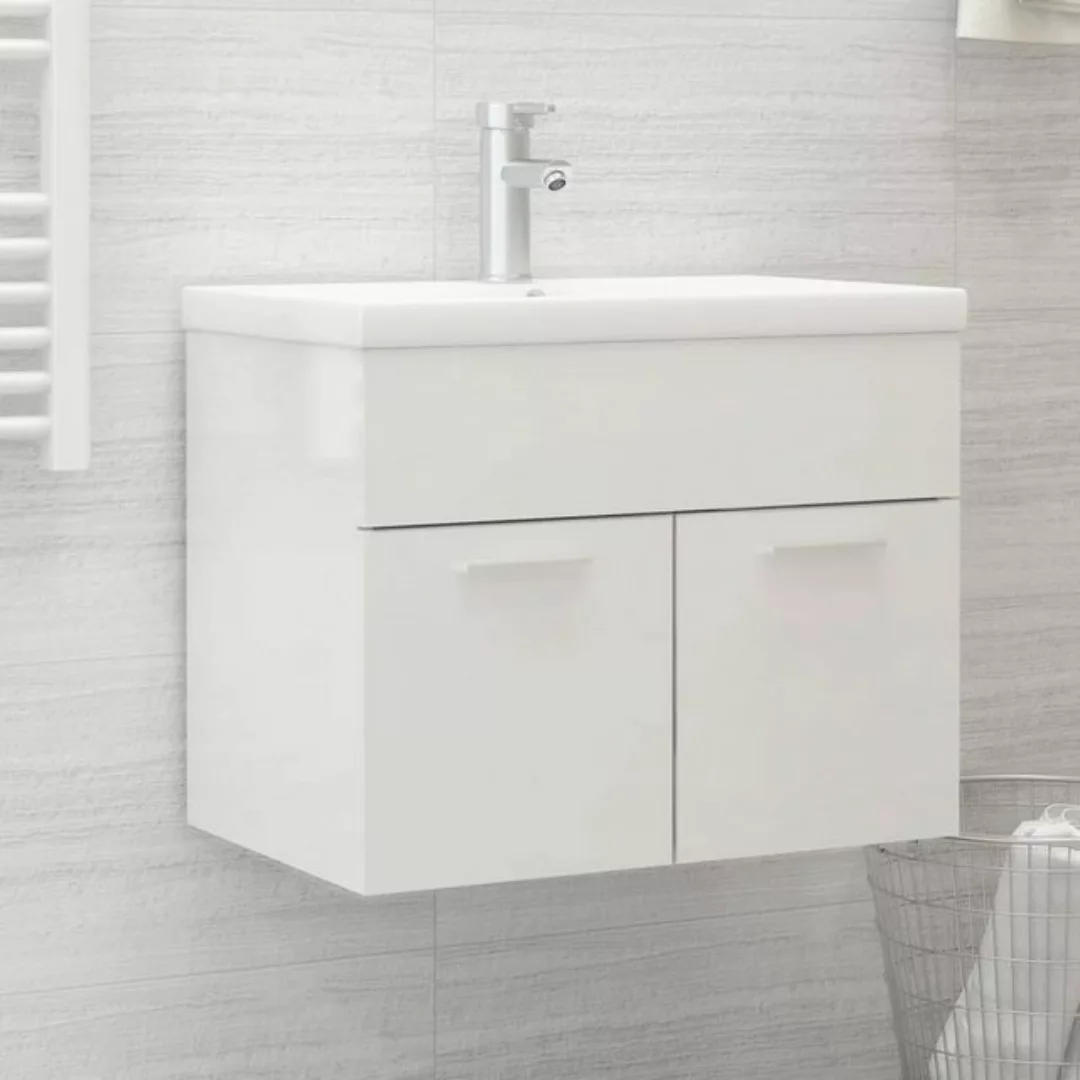 Waschbeckenunterschrank Hochglanz-weiß 60x38,5x46 Cm Spanplatte günstig online kaufen