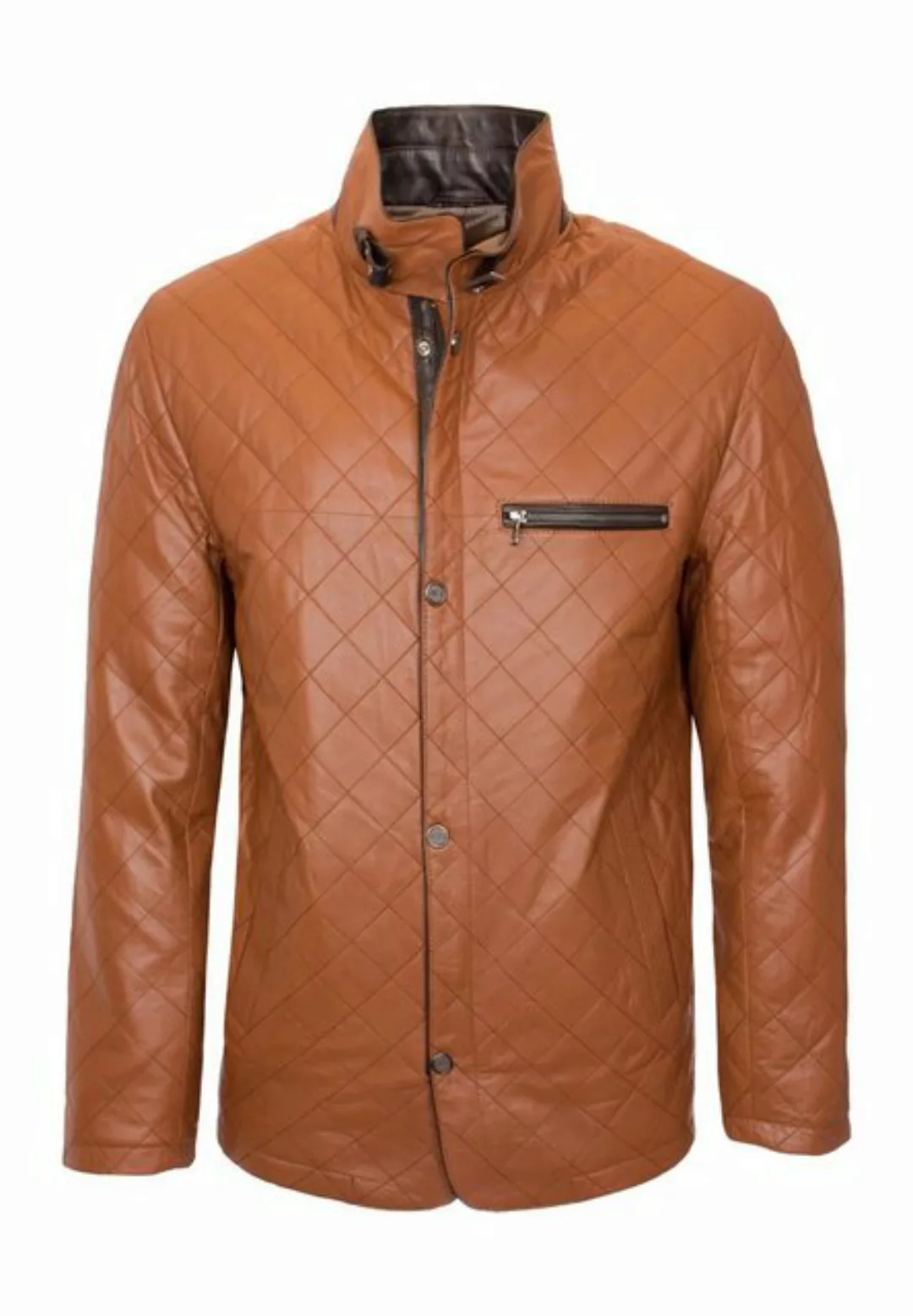 Lolus Lederjacke Leno Cognac Dunkelbraun Elegante Stepp Lederjacke aus weic günstig online kaufen