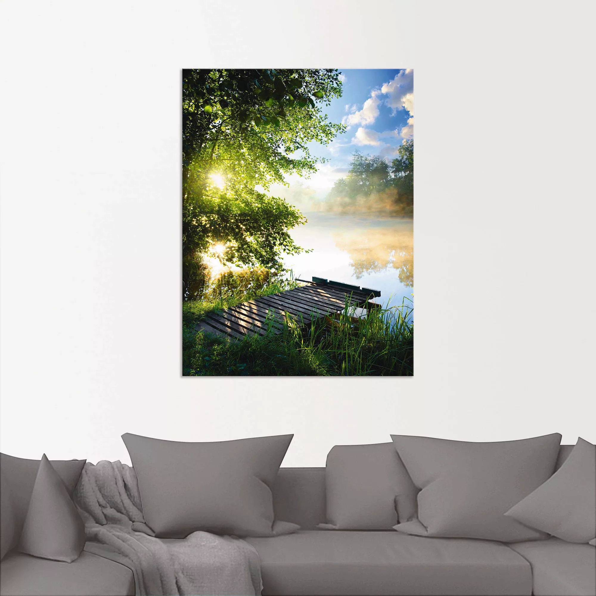 Artland Wandbild "Angelsteg am Morgen", Gewässer, (1 St.) günstig online kaufen