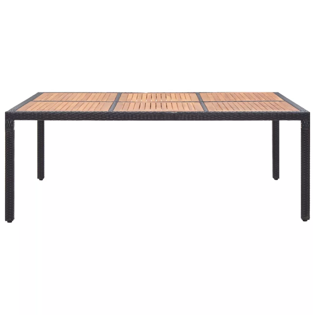 Gartentisch Schwarz 200x150x74cm Poly Rattan Akazie Massivholz günstig online kaufen