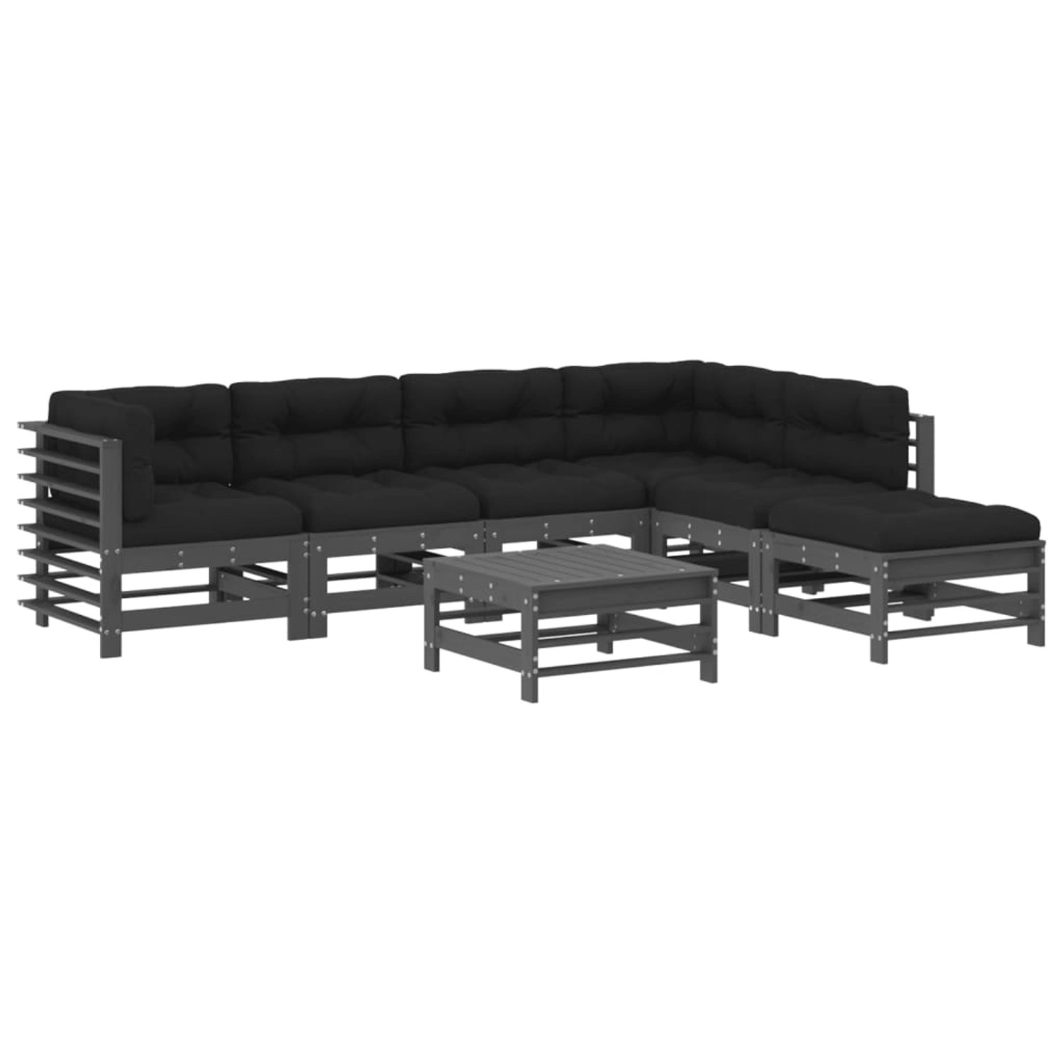 vidaXL 7-tlg Garten-Lounge-Set mit Kissen Grau Massivholz Modell 10 günstig online kaufen