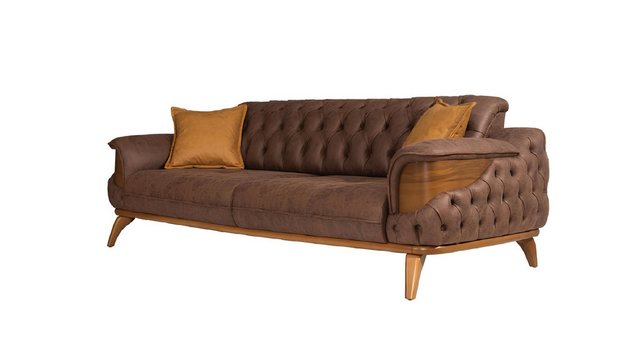 Xlmoebel Sofa Neue hochwertige Dreisitzer Chesterfield-Sitzgarnitur in brau günstig online kaufen