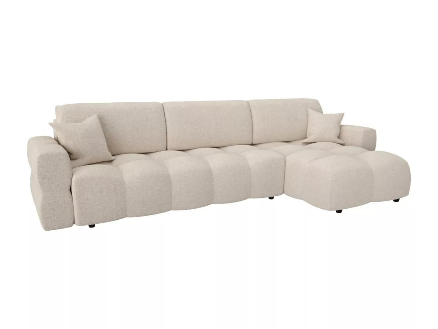 Ecksofa mit Schlaffunktion - Ecke wechselbar - Strukturstoff - Beige - ISSO günstig online kaufen