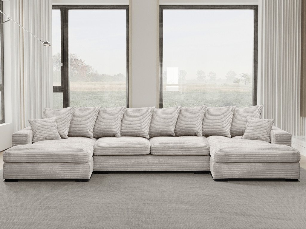 Kaiser Möbel Ecksofa Ecksofa, Sofa U-form, Couch U-form Gabon stoff Zoom, m günstig online kaufen