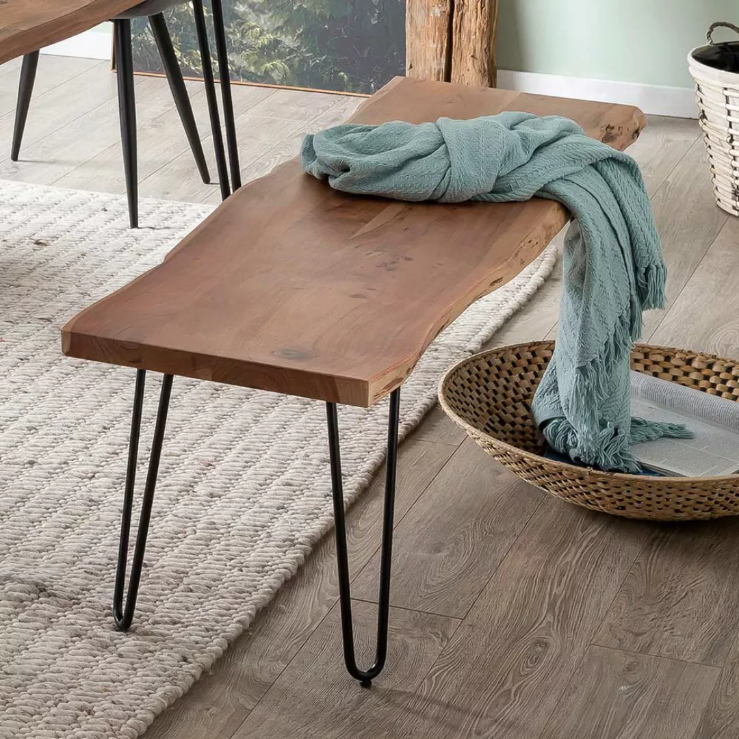 Baumkanten Sitzbank aus Akazie Massivholz Loft Style günstig online kaufen