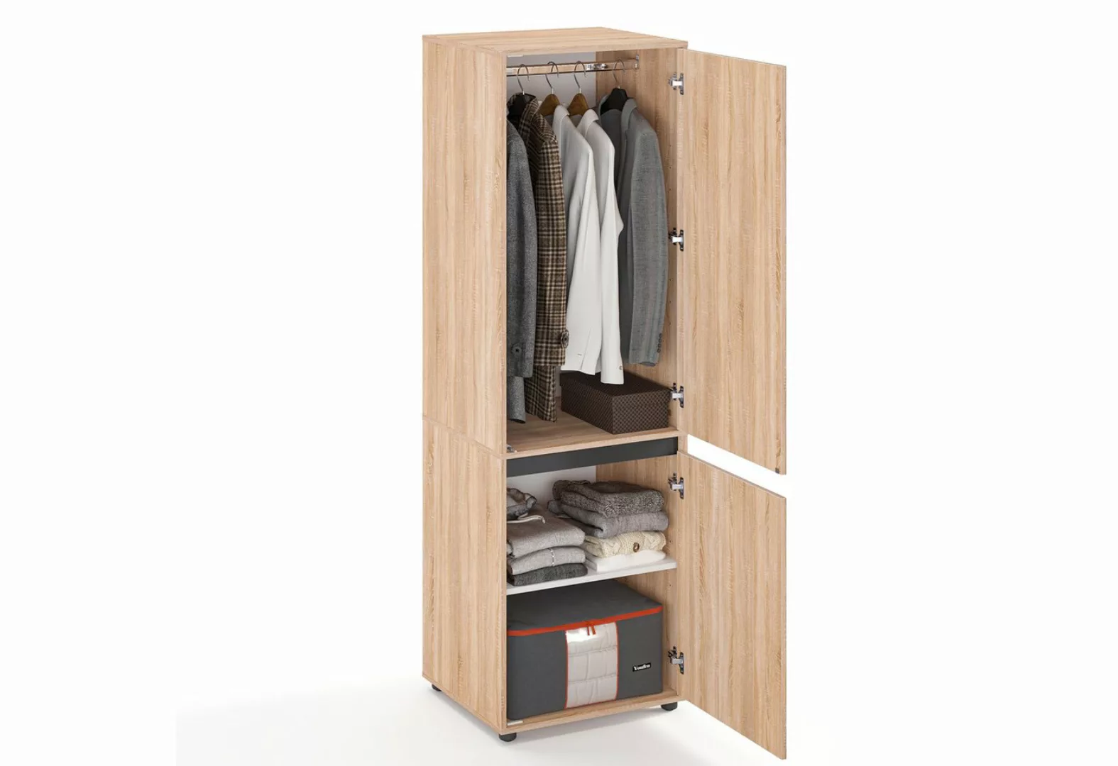 KOMTO Garderobenschrank CUBE 60-90 cm Mit Fächern Schubladen Kleiderschrank günstig online kaufen