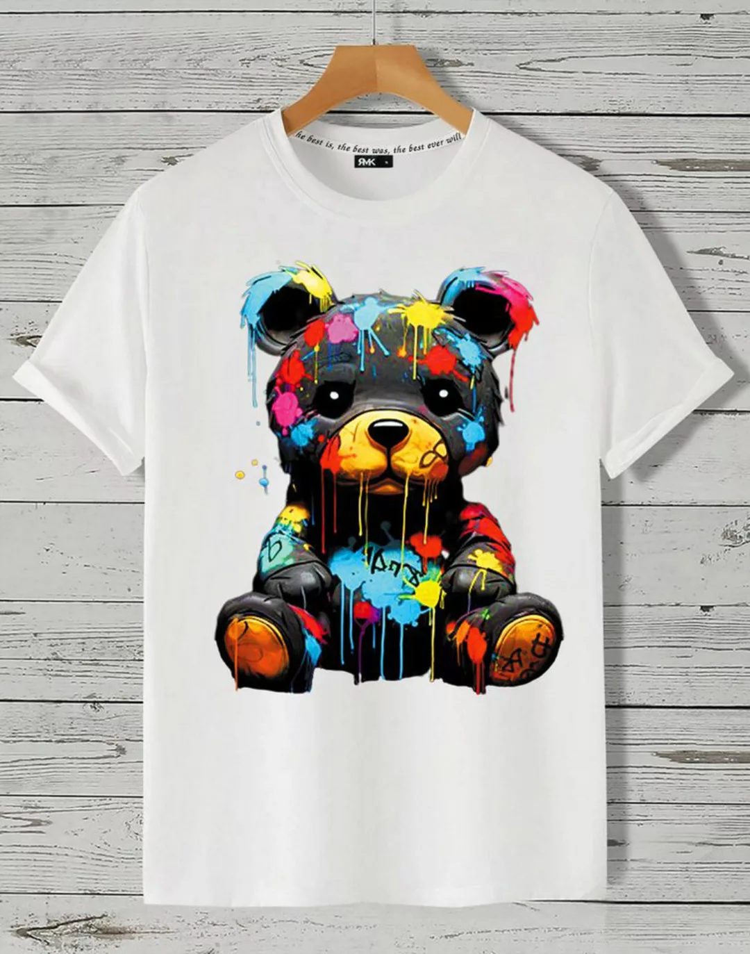 RMK T-Shirt Herren kurzarm Shirt Basic Rundhals mit Teddybär Bär günstig online kaufen