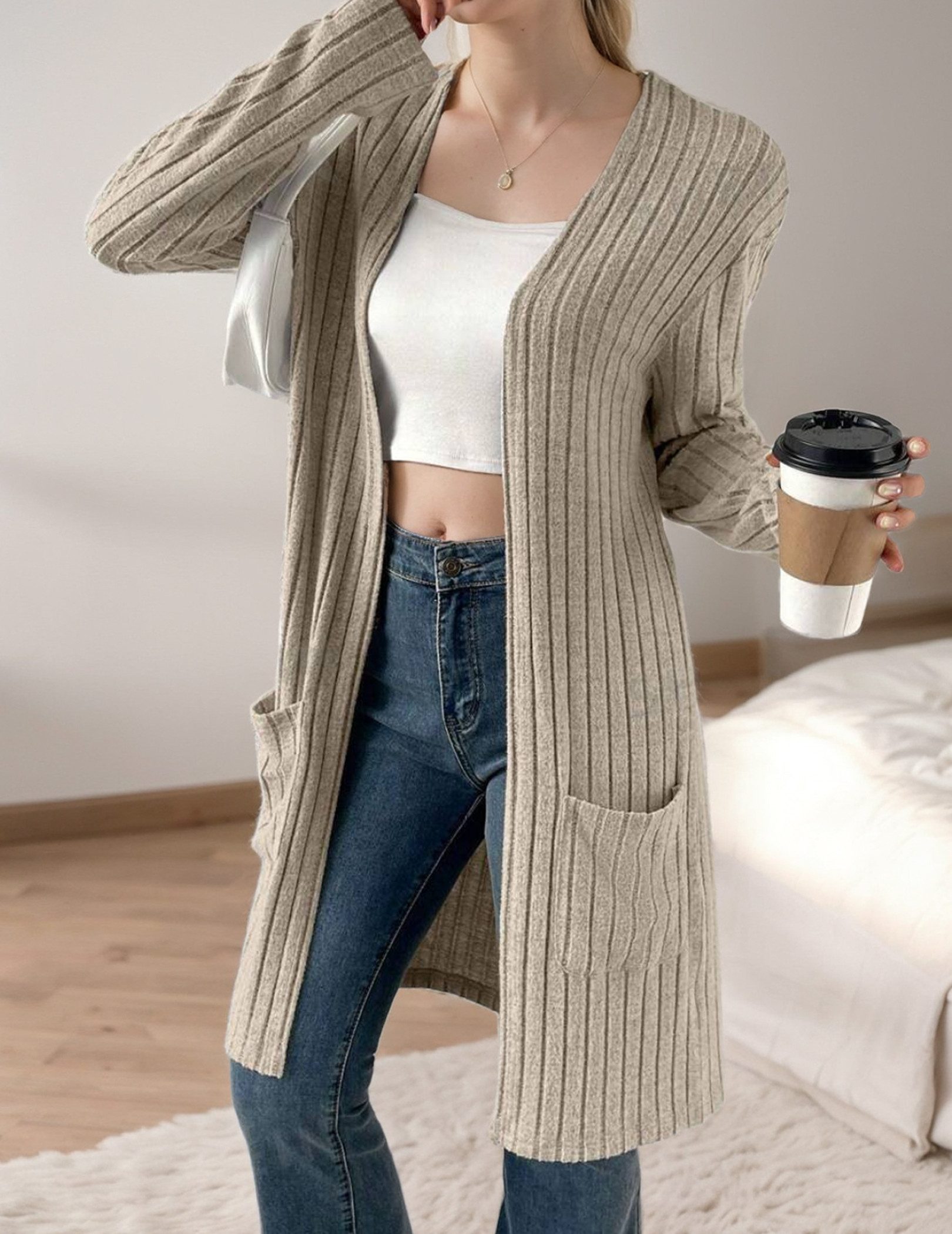 LUCKZON Longstrickjacke Damen, lässig, langärmelig, vorne günstig online kaufen
