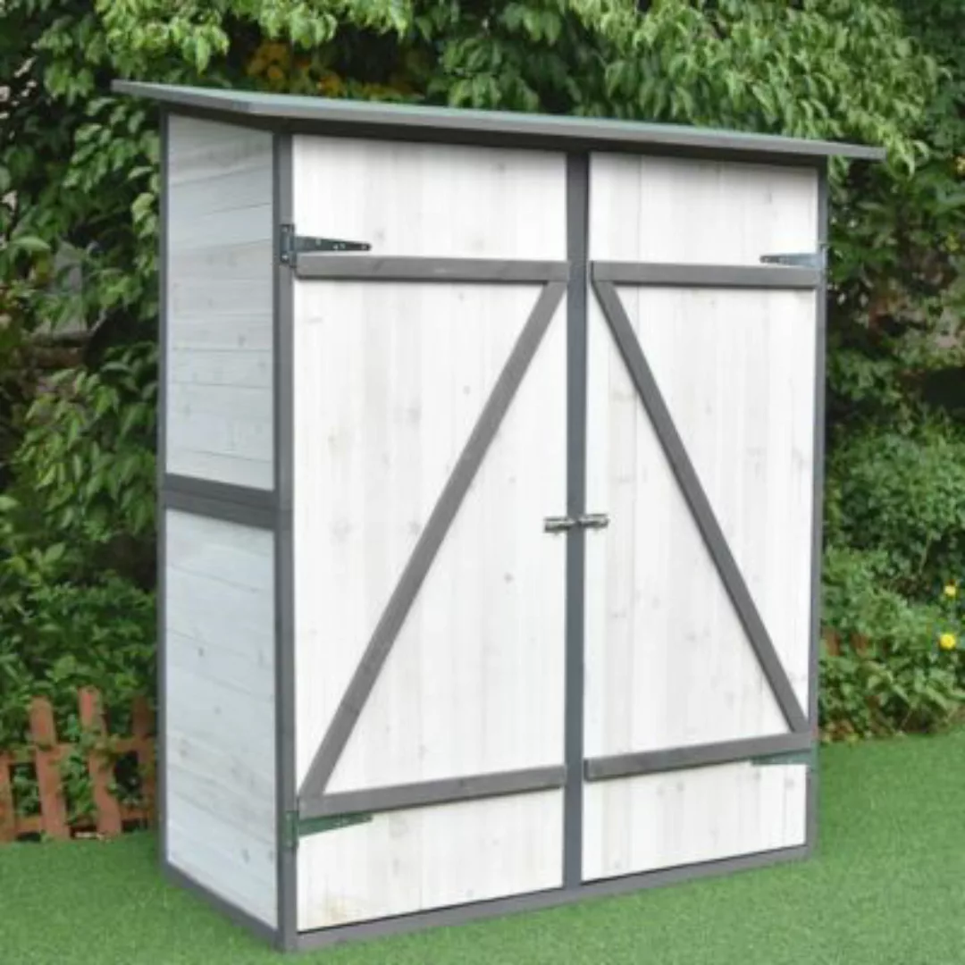 Mucola Gartenhaus Gartenschrank Gerätehaus aus Holz in Weiß Grau Geräteschu günstig online kaufen