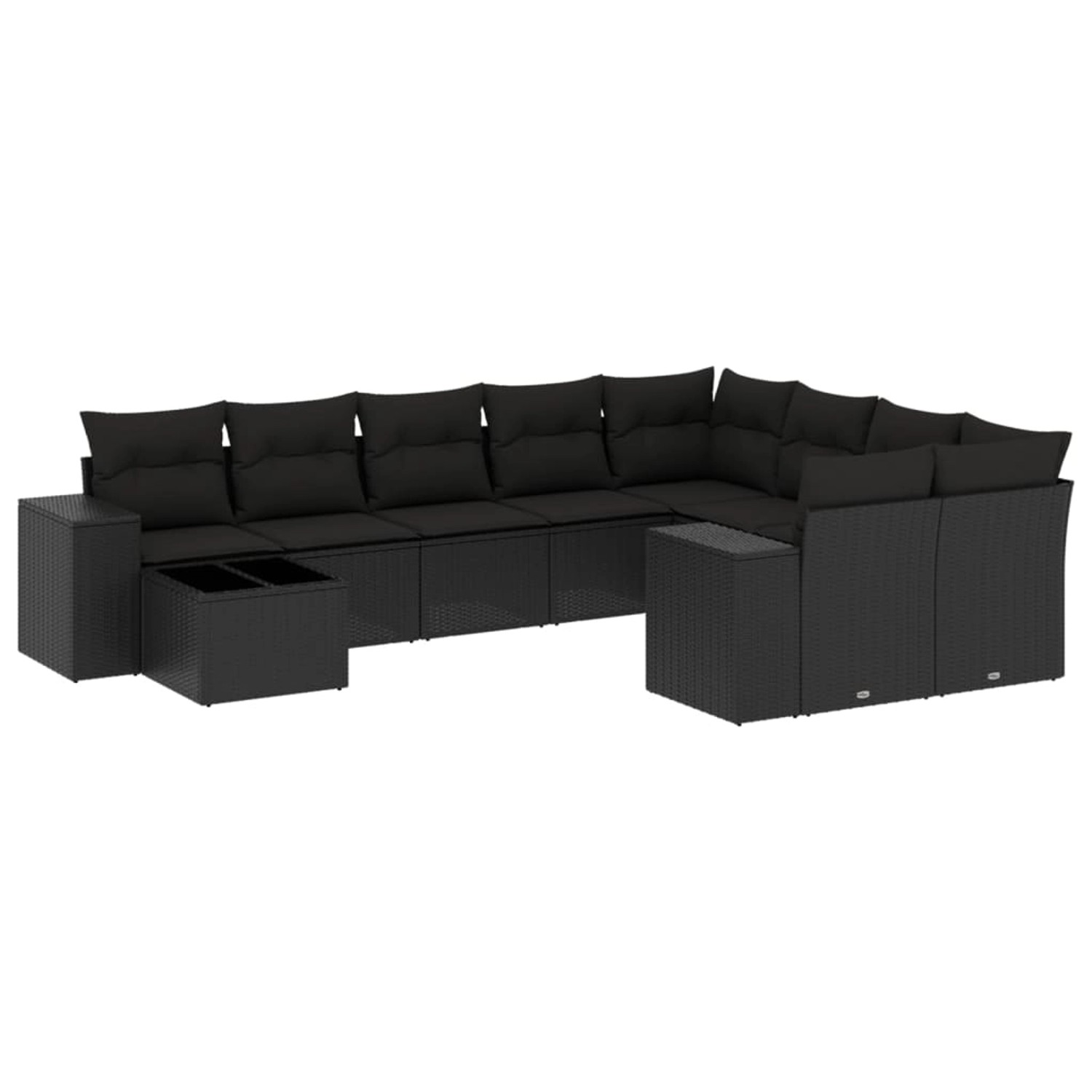 vidaXL 10-Tlg Garten-Sofagarnitur mit Kissen Schwarz Poly Rattan 3255392 günstig online kaufen