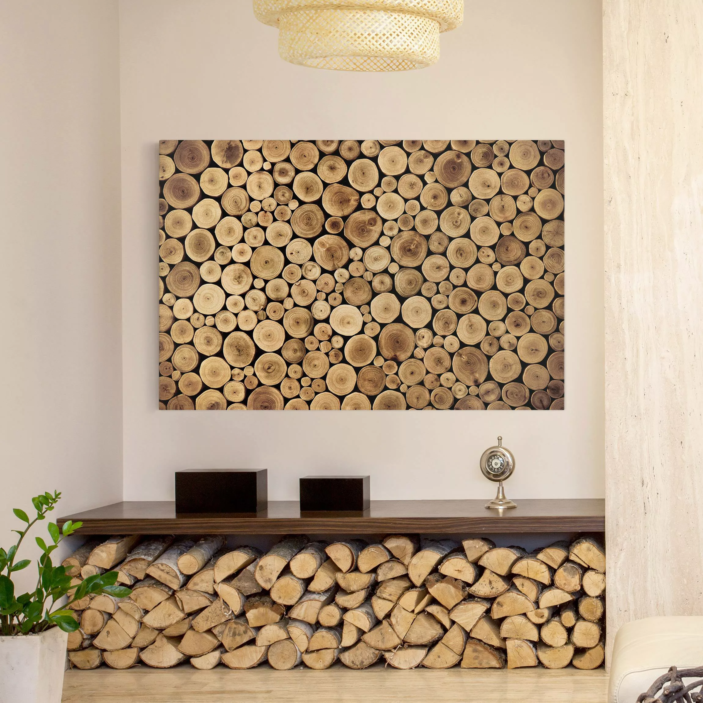 Leinwandbild Muster - Querformat Homey Firewood günstig online kaufen