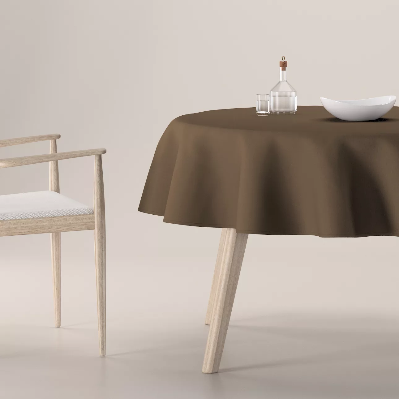 Runde Tischdecke, mocca, Cotton Panama (702-02) günstig online kaufen