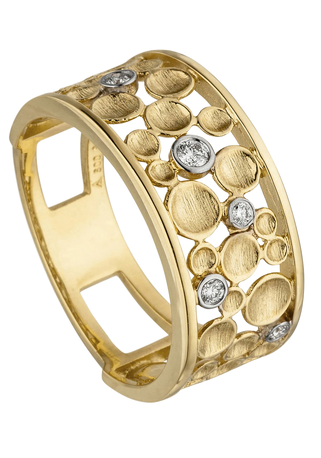 JOBO Fingerring "Breiter Ring mit 5 Diamanten", breit 585 Gold günstig online kaufen