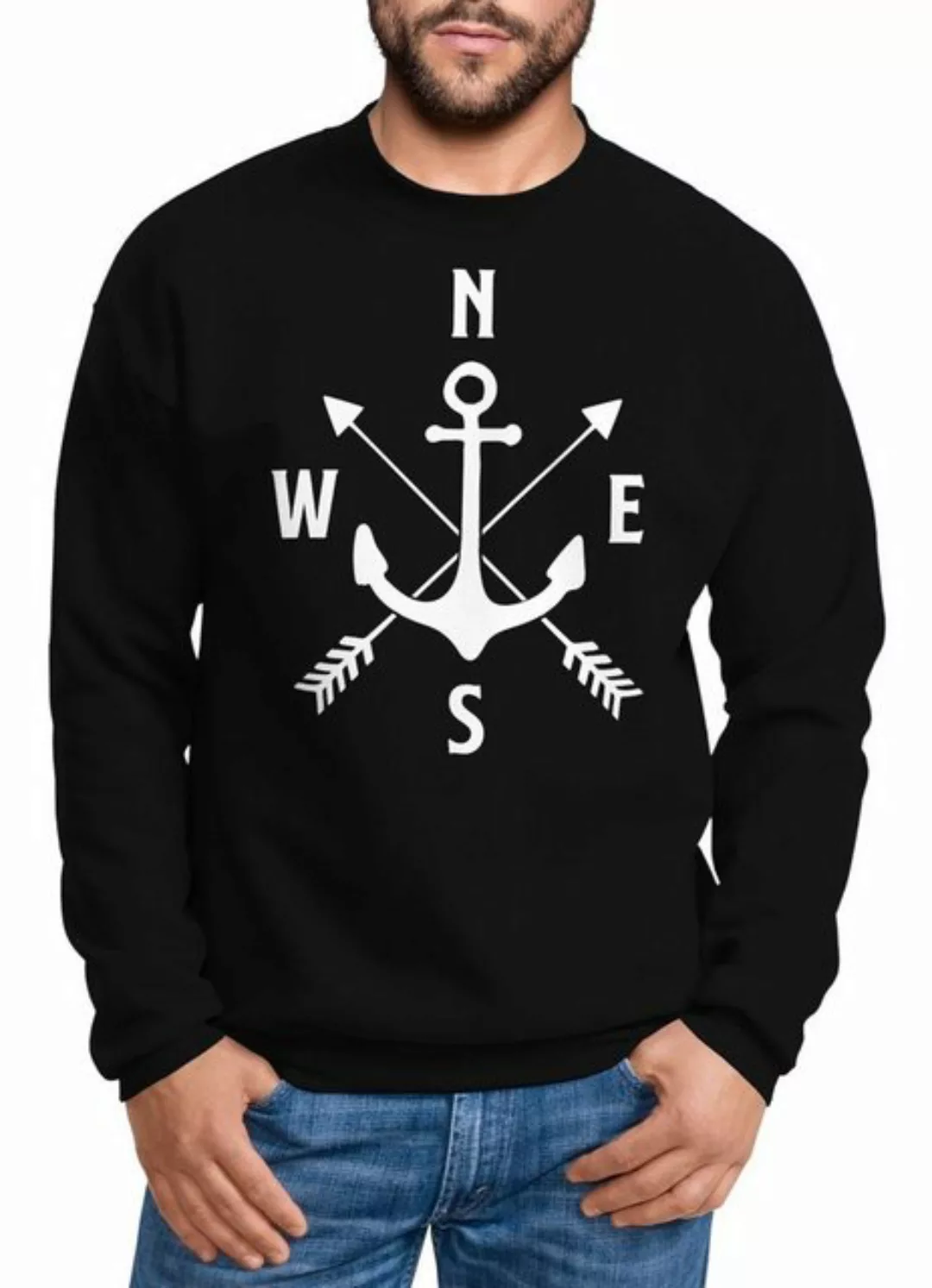 MoonWorks Sweatshirt Sweatshirt Herren Anker Kompass Arrows Rundhals-Pullov günstig online kaufen