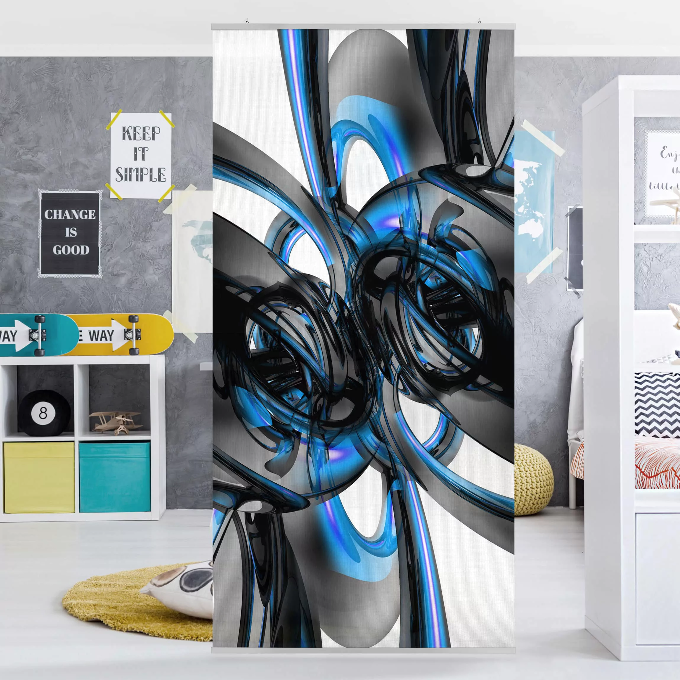 Raumteiler Muster & Textur Shining Blue Circles günstig online kaufen