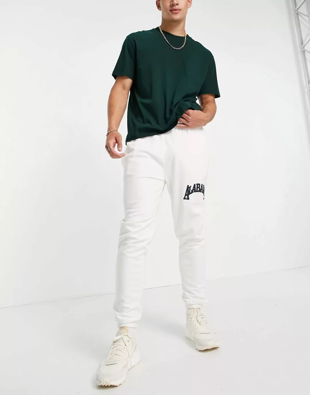 Topman – Jogginghose mit „Alabama“-Print in Grau, Kombiteil günstig online kaufen