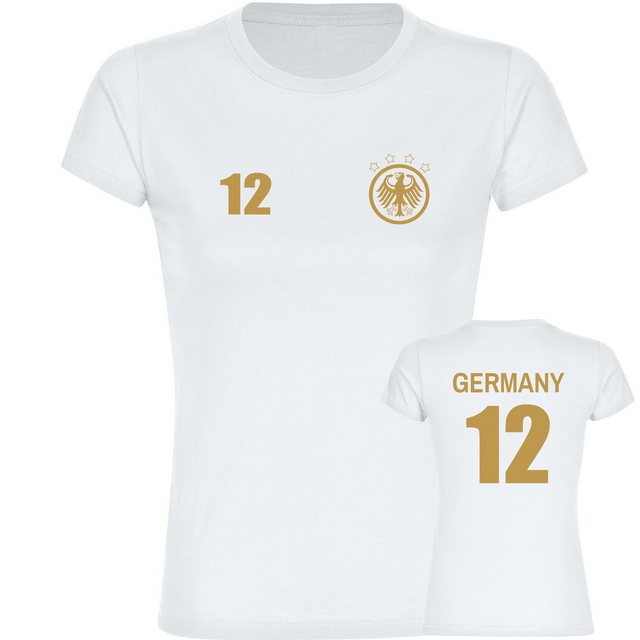 multifanshop T-Shirt Damen Germany - Adler Retro Trikot 12 Gold - Frauen günstig online kaufen