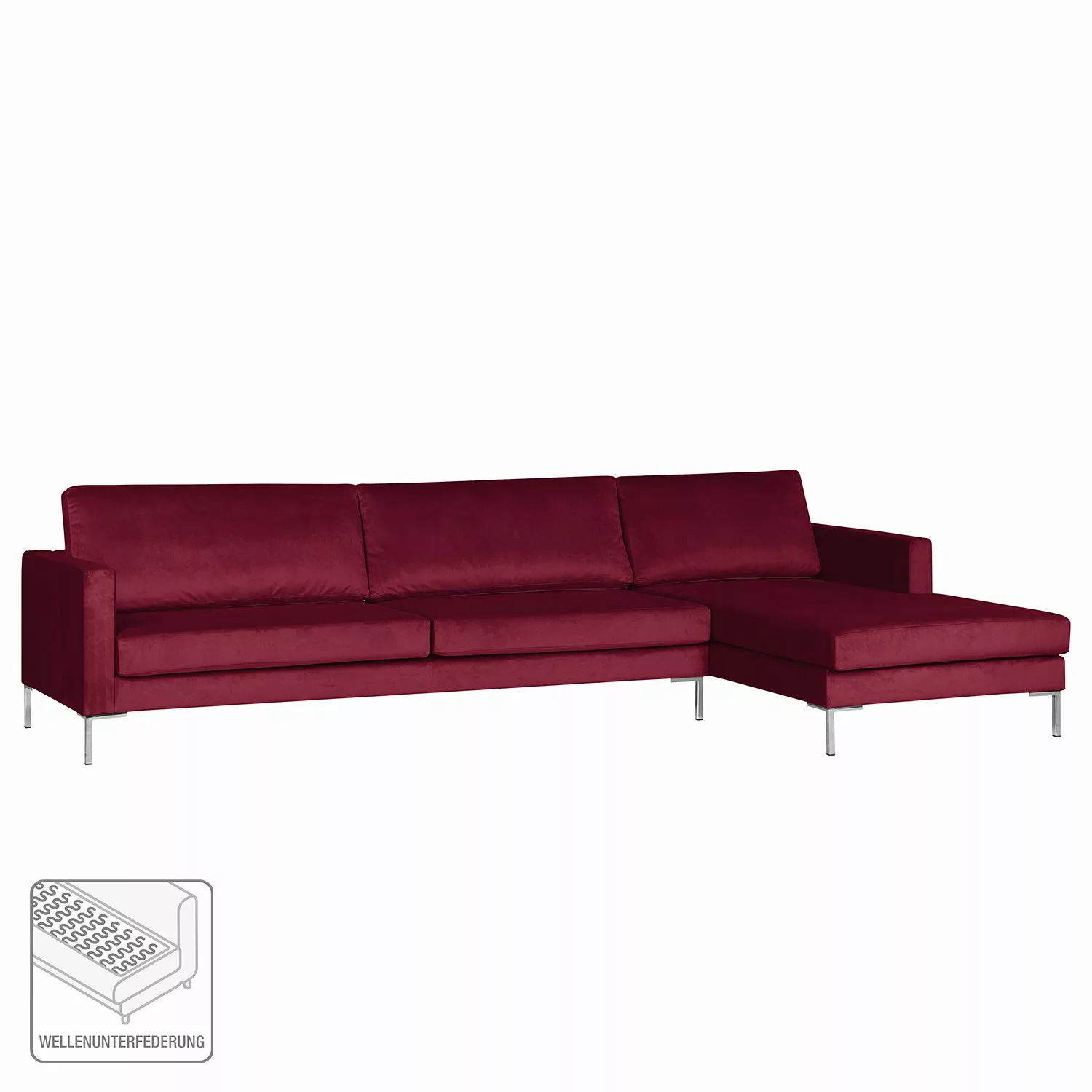 home24 Fredriks Ecksofa Portobello III Bordeaux Samt 293x75x155 cm günstig online kaufen