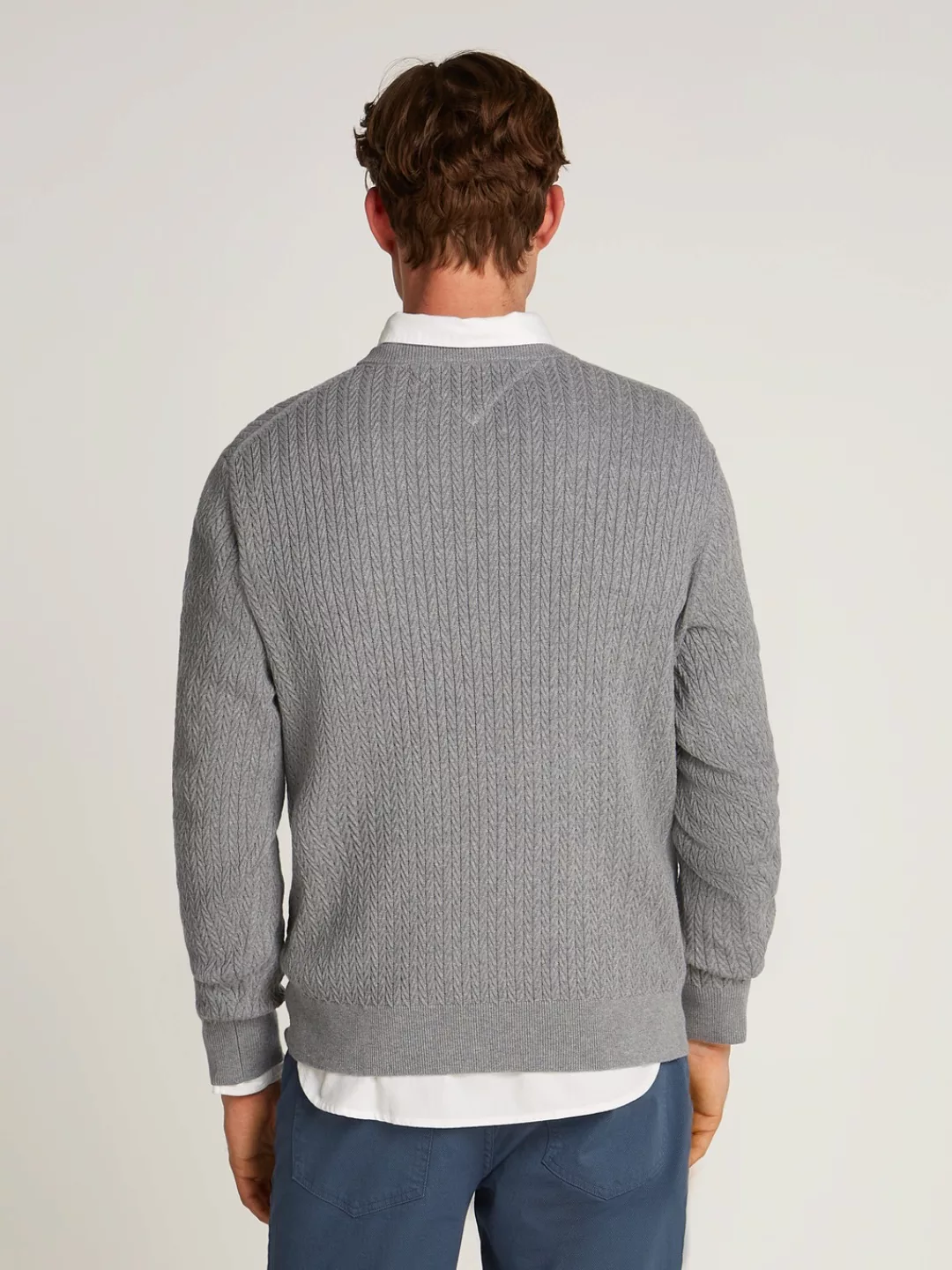 Tommy Hilfiger Strickpullover "HERRINGBONE STRUCTURE C NK", mit Zopfmuster günstig online kaufen