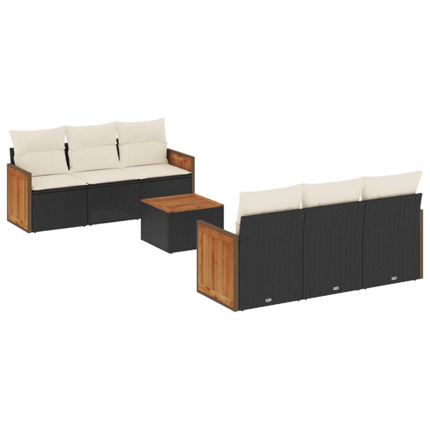 vidaXL 7-Tlg Garten-Sofagarnitur mit Kissen Schwarz Poly Rattan 3227470 günstig online kaufen