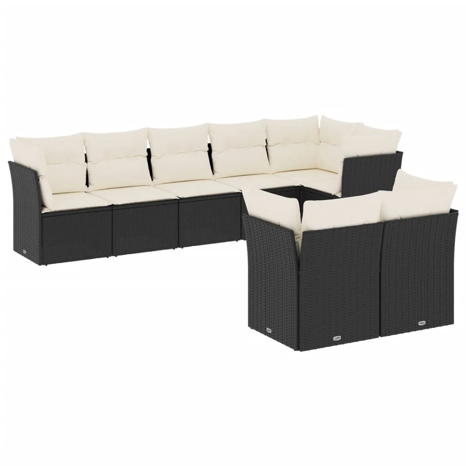 vidaXL 8-Tlg Garten-Sofagarnitur mit Kissen Schwarz Poly Rattan 3249745 günstig online kaufen