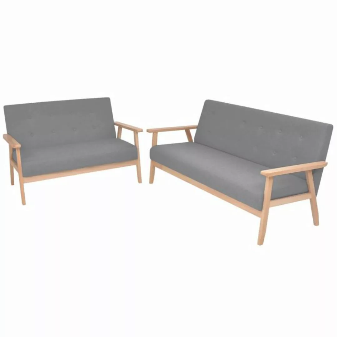 Sofa-set 2-tlg. Stoff Hellgrau günstig online kaufen