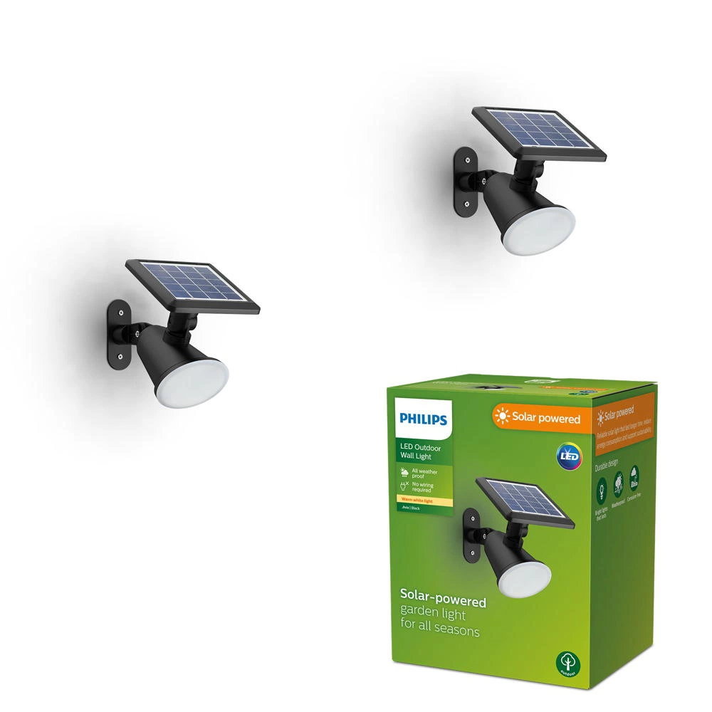 LED Solar Wandspot Jivix in Schwarz 1,4W 150lm IP44 mit Dämmerungssensor Do günstig online kaufen