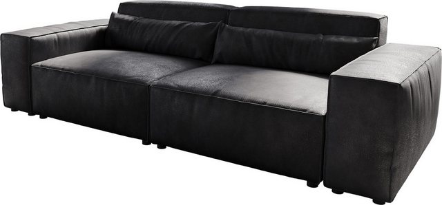 DELIFE Big-Sofa Sirpio, L Lederimitat Vintage Anthrazit 260x110 cm günstig online kaufen