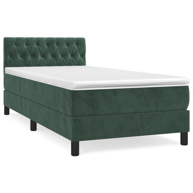 vidaXL Boxspringbett Boxspringbett mit Matratze Dunkelgrün 90x200 cm Samt B günstig online kaufen