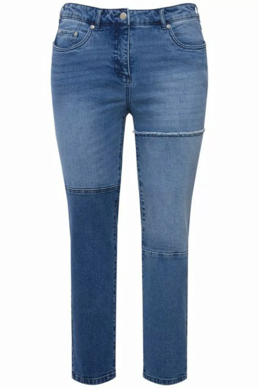 Ulla Popken Röhrenjeans Jeans Sarah Patches schmale 5-Pocket-Form Denimmix günstig online kaufen