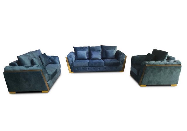 Xlmoebel Sofa Chesterfield-Sofa-Set 3+2+1 aus Stoff - 3-teiliges Couch-Ense günstig online kaufen