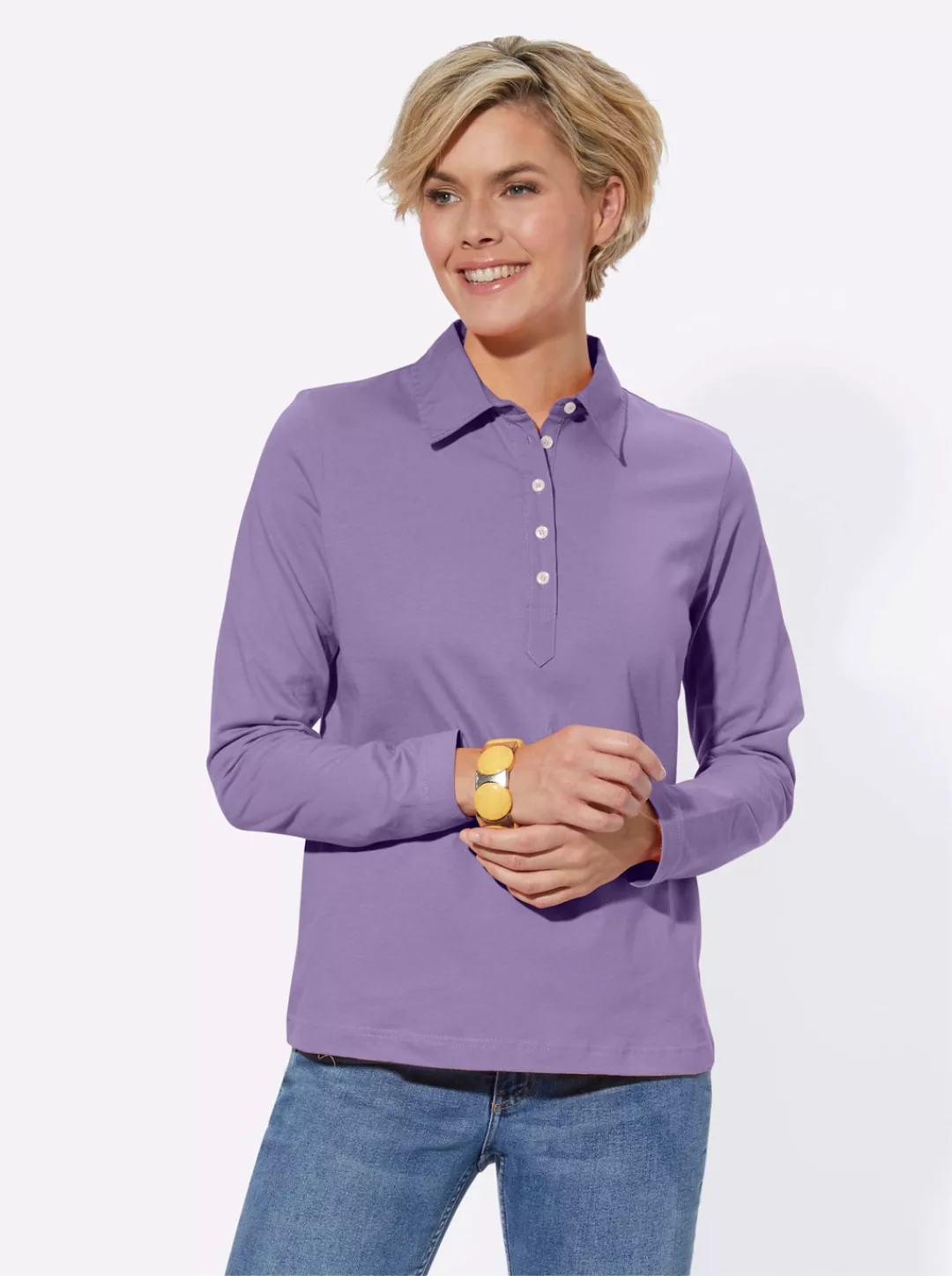 Casual Looks Langarm-Poloshirt "Poloshirt", (1 tlg.) günstig online kaufen