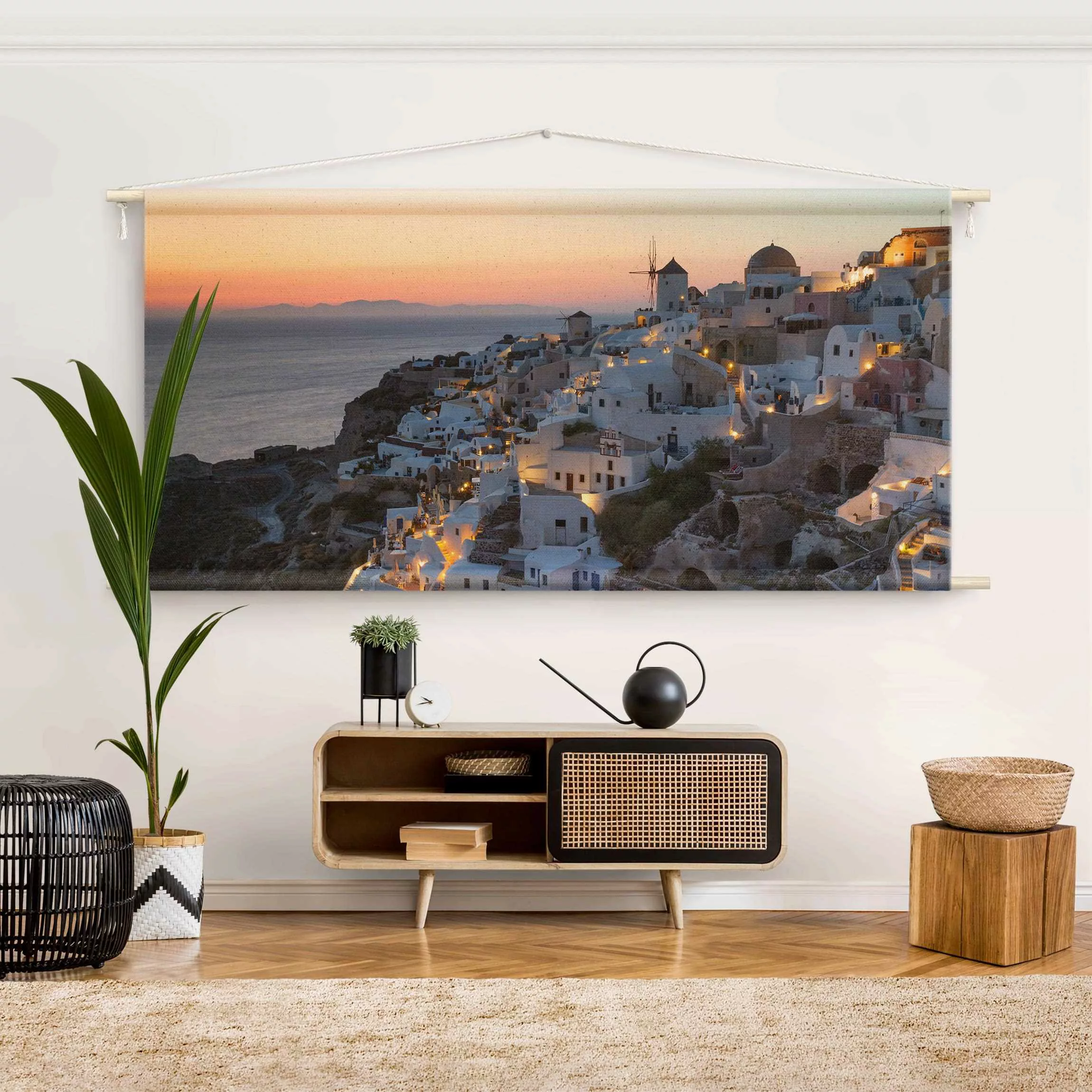 Wandteppich Santorini bei Nacht günstig online kaufen