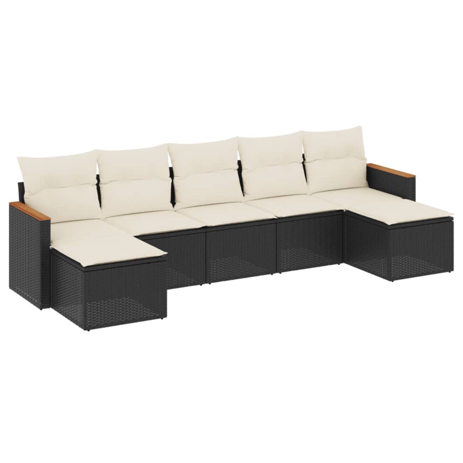 vidaXL 7-Tlg Garten-Sofagarnitur mit Kissen Schwarz Poly Rattan 3258633 günstig online kaufen