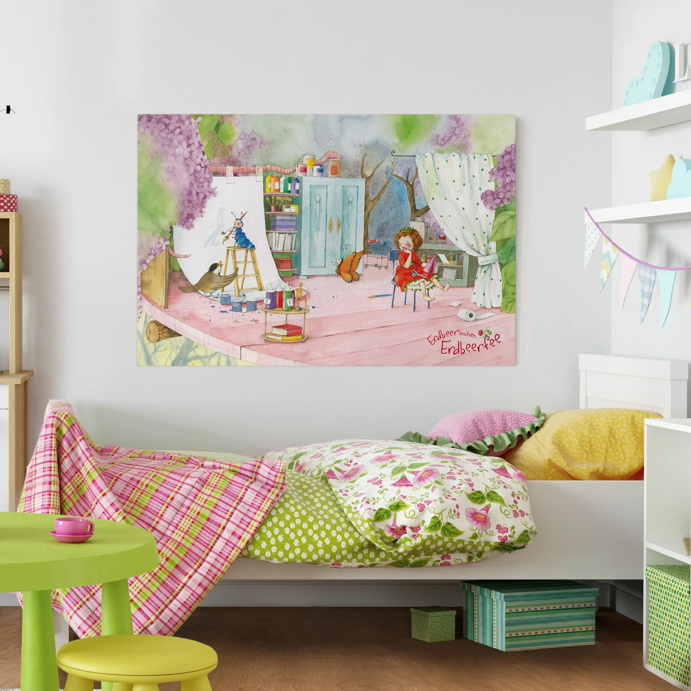 Leinwandbild Kinderzimmer - Querformat Erdbeerinchen Erdbeerfee - Bastelstu günstig online kaufen