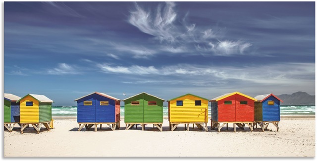 Artland Wandbild »Bunte Strandhäuser bei Kapstadt«, Strandbilder, (1 St.), günstig online kaufen