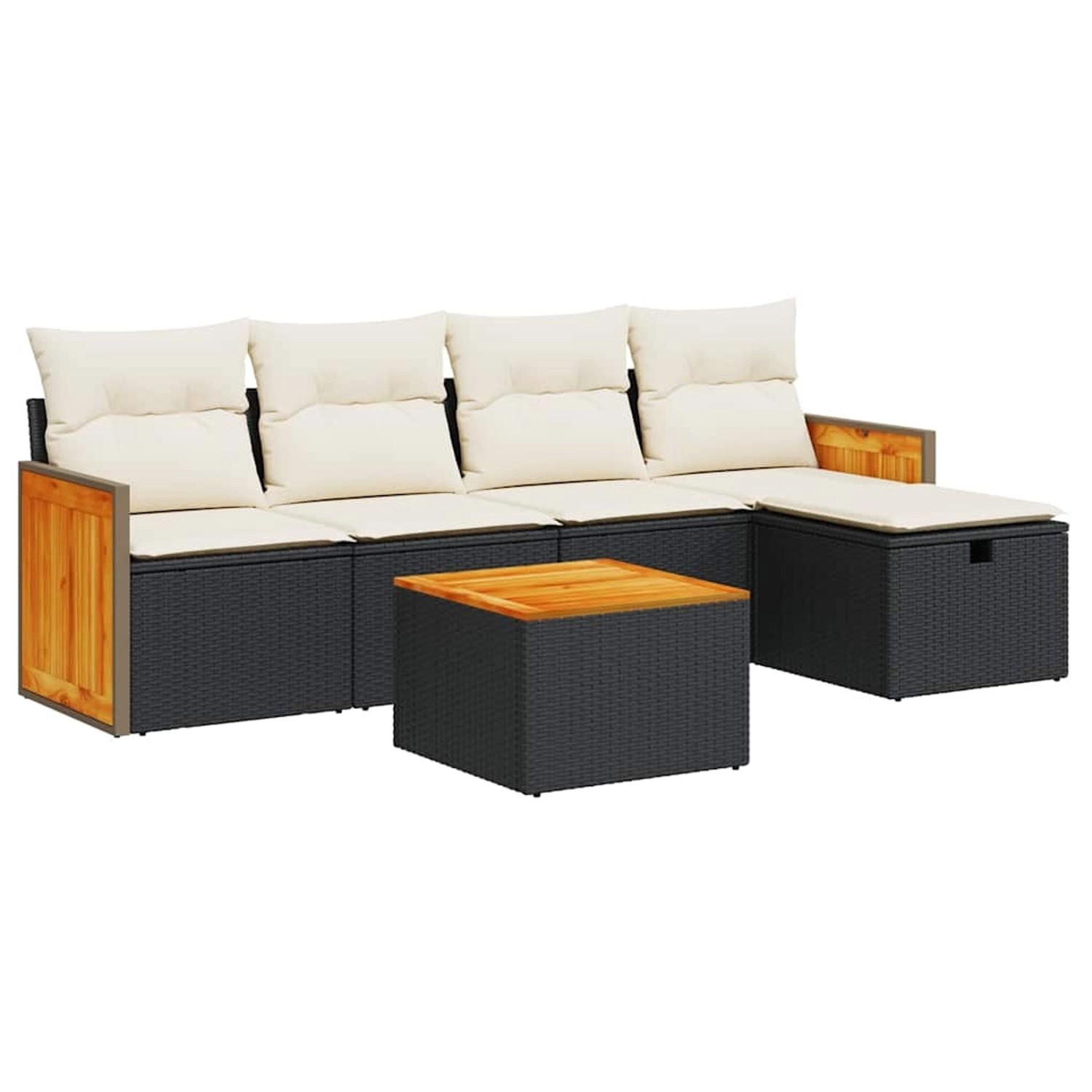 vidaXL 6-Tlg Garten-Sofagarnitur mit Kissen Schwarz Poly Rattan 3326018 günstig online kaufen