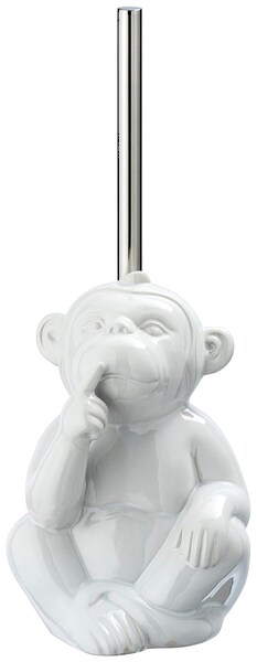 Wenko WC-Bürstengarnitur Monkey Quiet Keramik Weiß günstig online kaufen