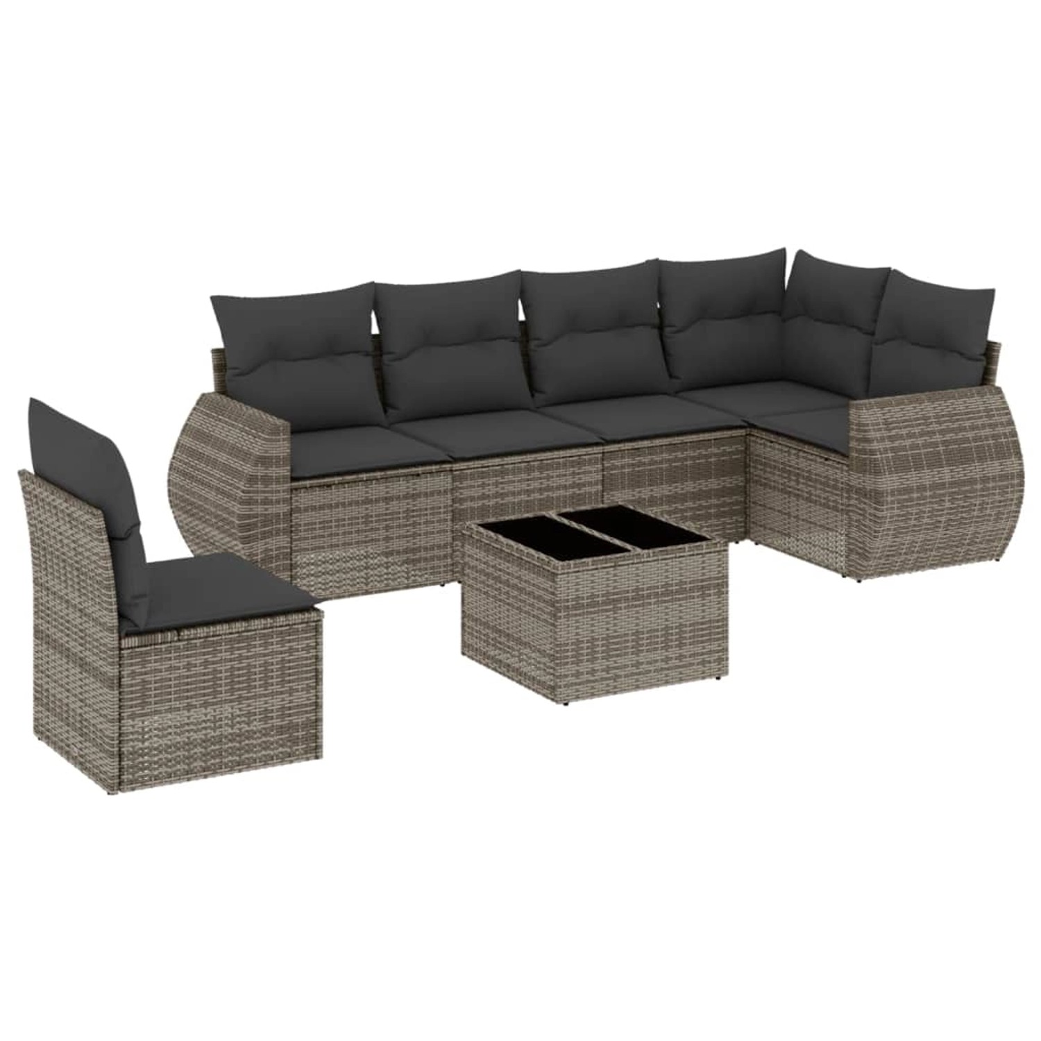 vidaXL 7-Tlg Garten-Sofagarnitur mit Kissen Grau Poly Rattan 3221439 günstig online kaufen