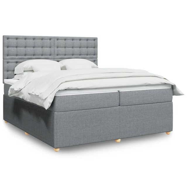 vidaXL Boxspringbett, Boxspringbett mit Matratze Hellgrau 200x200 cm Stoff günstig online kaufen