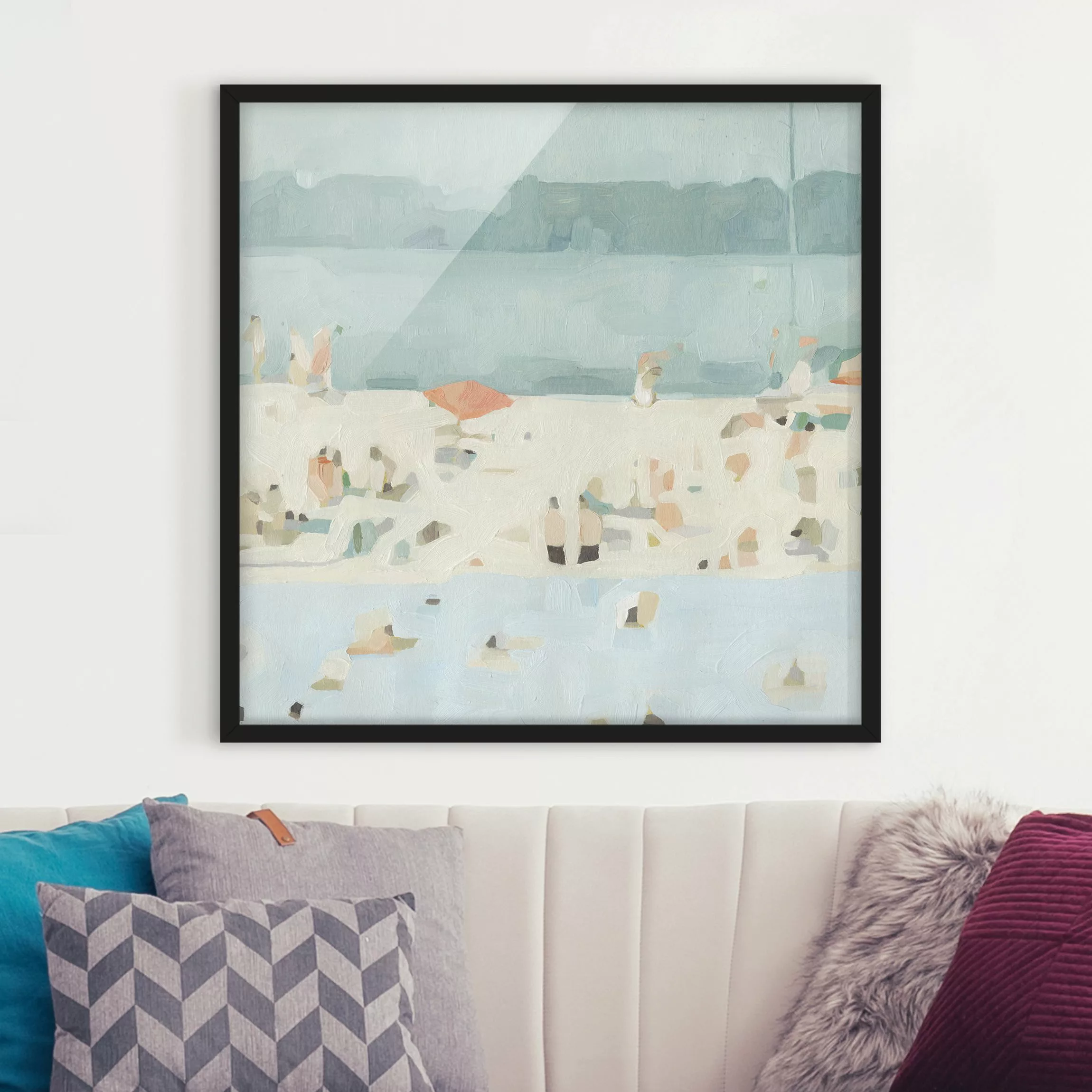 Bild mit Rahmen Kunstdruck - Quadrat Sandbank im Meer II günstig online kaufen