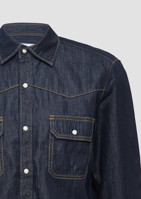 s.Oliver Langarmhemd Regular Fit: Denim-Hemd im Western-Stil günstig online kaufen